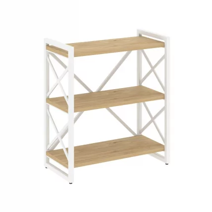 Стеллаж на регулируемых опорах - 3 полки ЛОФТ ВР.Л-МСТ.О-3.8 Металл белый Тиквуд светлый / LOFT VR.L-MST.O-3.8_0