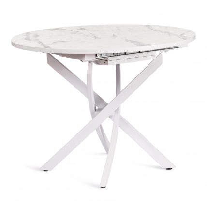 Стол МАНЗАНА ЛДСП/ХПЛ/металл, 100 х 100+30 х 75 см, Мрамор светлый/белый / MANZANA ЛДСП/HPL/металл,_0
