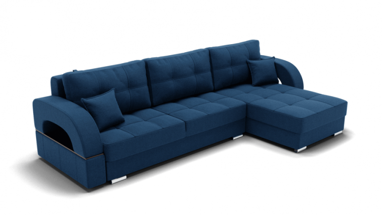 Диван Элита-3 угол левый/правый (ЗР) Цвет фасада: Синий; Тип: Левый/правый; Материал фасада: Металл/Велюр_0