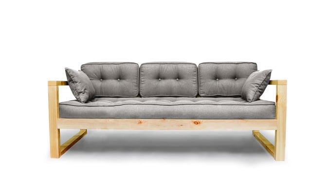Диван трехместный ДЕмоку Д-3 серый-натуральный / DEmoku_1