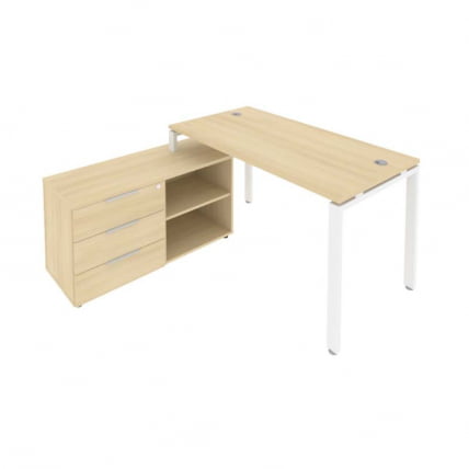Рабочая станция на П-образном м/к с опорной тумбой левая Метал Сйстем Б.РС-СТС-2.3 Л Акация/Белый / Metal System_0
