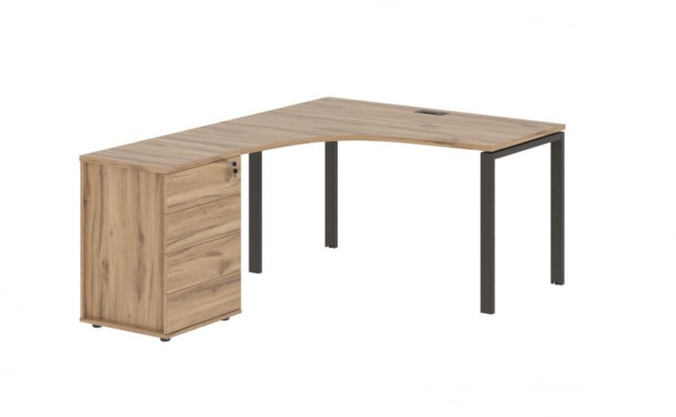 Стол эргономичный с тумбой левый ЕДИС ЕУCЕТ 1318 Л Дуб Денвер светлый Мокко / EDIS EUCET L_0