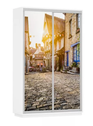 Шкаф-купе двухдверный Экспресс Дуо 1400х2200х Улица/Белый снег / 1400х2200h_0