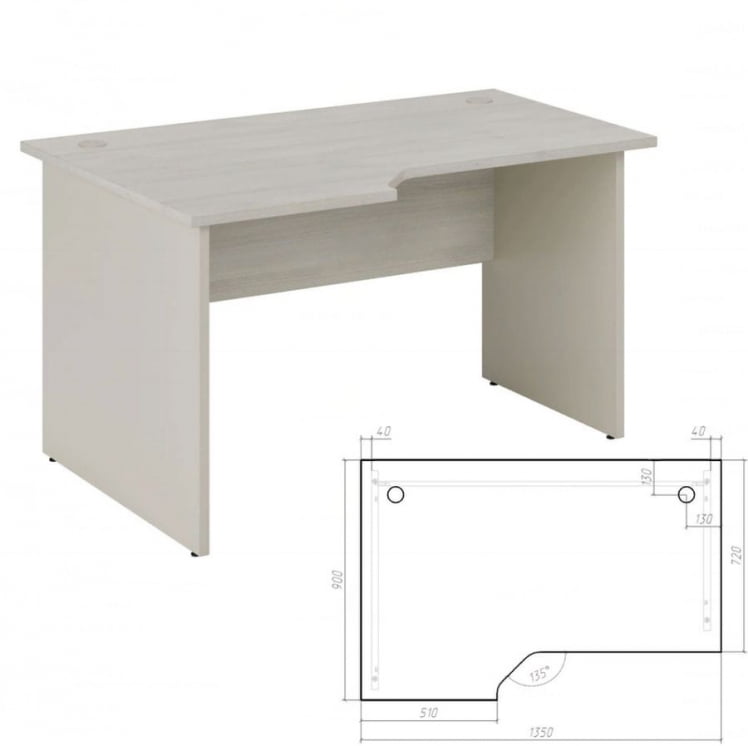 Стол эргономичный левый Нев Лине НЛН36315321 Дуб шамони светлый / New Line NLN36315321_1