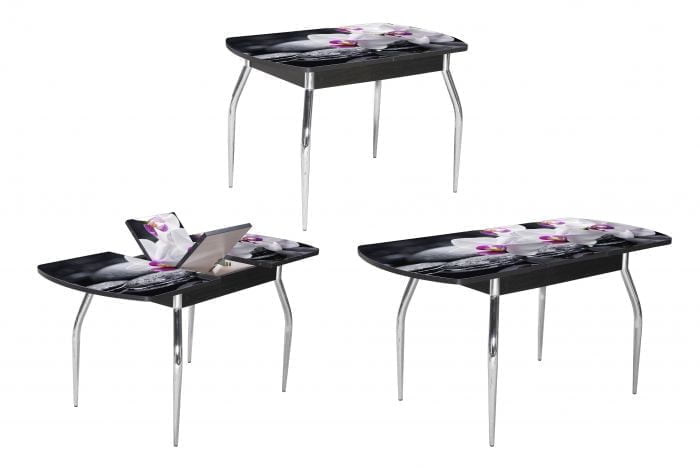 Стол раздвижной 1,45 Грация, СТЕКЛО, опоры изогнутые ХРОМ, Венге/Р041 / Венге/R041_0