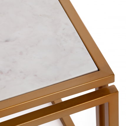 Столик кофейный Сеcрет Де Маисон КУАТТРО ( мод. 14153 ) алюминиевый сплав/мрамор, 41*41*41 см, золотой/белый мрамор / Secret De Maison QUATTRO mod._2