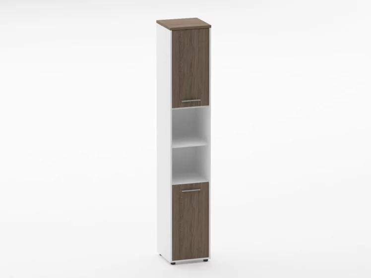 Шкаф 5 узкий закрытый с 2 -мя открытыми полками Дека 10.23.12Пр Дуб Верцаска/Белый / Deka_0