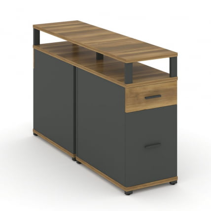 Тумба двухсторонняя опорная приставная с ящиком, распашным фасадом и надставкой CОНCЕПТ CН.ДТГО-006 Б/В Сандал Янтарный Антрацит / CONCEPT CN.DTGO-006 B/W_0