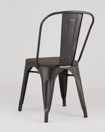 Стул Толикс Воод 850 Черная патина с золотом / Tolix Wood_4
