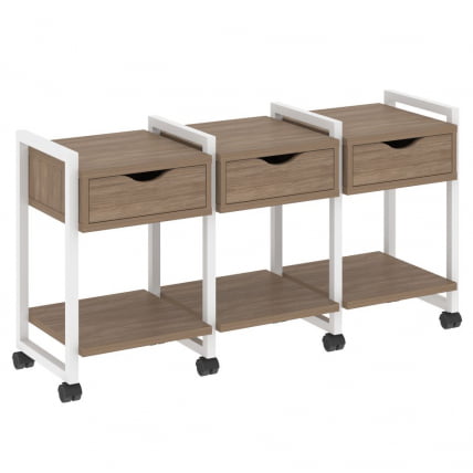 Тумба на колесных опорах наборная. Вариант №4 ЛОФТ ВР.Л-ТН-4.К Металл белый Дуб Аризона / LOFT VR.L-TN-4.K_0