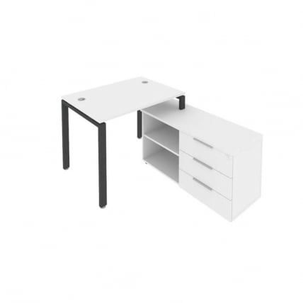 Рабочая станция на П-образном м/к с опорной тумбой правая Метал Сйстем БП.РС-СТС-2.1 Пр Белый/Антрацит / Metal System_0