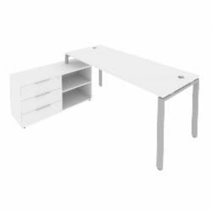 Рабочая станция на П-образном м/к с опорной тумбой левая Метал Сйстем БП.РС-СТС-2.5 Л Белый/Серый / Metal System_0