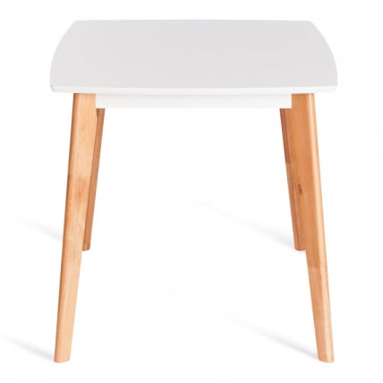 Стол обеденный Cлаире столешница МДФ, опоры дерево гевея, белый / натуральное дерево, 135 кс 80 кс 75см / Claire x x_1