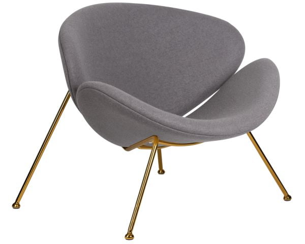Кресло дизайнерское ДОБРИН ЕМИЛЙ (серая ткань АФ7, золотое основание) 2 шт / DOBRIN EMILY AF7,_2