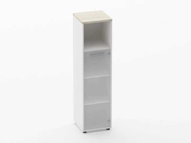 Шкаф 3 узкий 1 стеклянная дверь, с нишей Дека 10.16.16Пр Дуб Сантана светлый/Белый / Deka_0