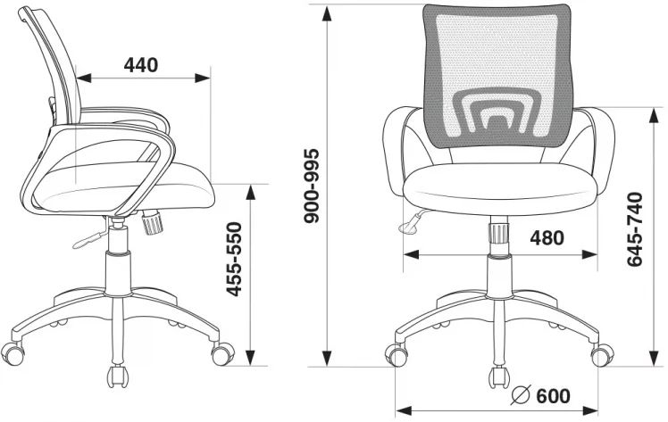 Кресло офисное Бюрократ CХ-В695Н/ОР/ТВ-96-1 Оранжевый / CH-W695N/OR/TW-96-1_4