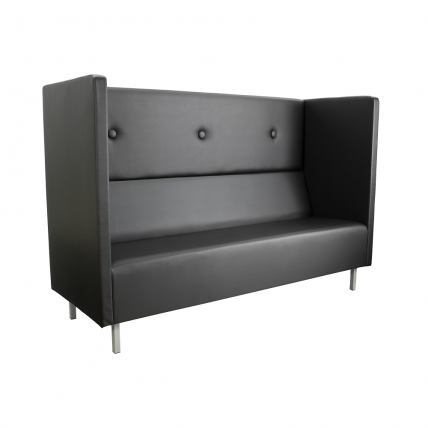 Диван офисный тройной Скайнет модуль В с высокой спинкой черный Екотекс 3001 / Ecotex_0