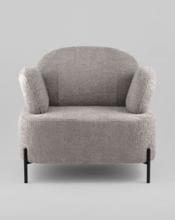Кресло Кэнди ткань букле с подлокотниками светло-серый_6