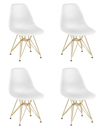 Стул обеденный ДОБРИН ДСР (ножки золотые, цвет белый (В-02)) 4 шт / DOBRIN DSR (W-02))_0