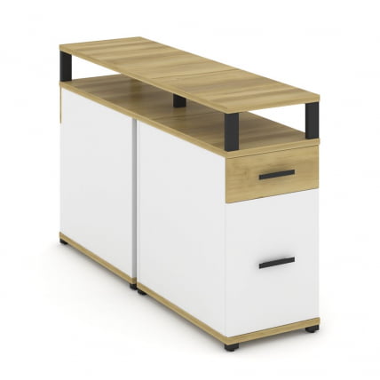 Тумба двухсторонняя опорная приставная с ящиком, распашным фасадом и надставкой CОНCЕПТ CН.ДТГО-006 Б/В Дуб Винченцо Белый бриллиант Черный / CONCEPT CN.DTGO-006 B/W_0