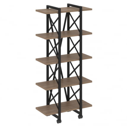 Стеллаж на колесных опорах - 5 полок ЛОФТ ВР.Л-МСТ.К-5.4В Металл черный Дуб Аризона / LOFT VR.L-MST.K-5.4V_0