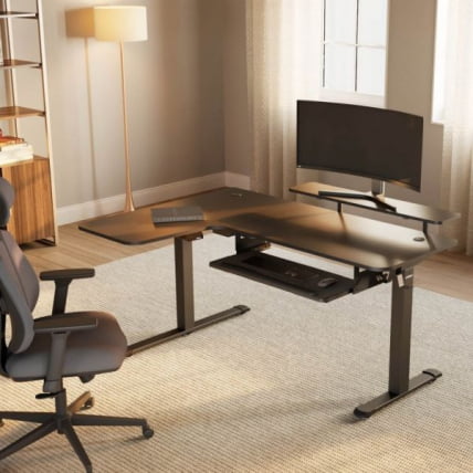 Стол для для компьютера (для геймеров) угловой (левый) c электроприводом ЕУРЕКА ЕРК-Л60Л-Б-ПРО-В1-ЕУ / c EUREKA ERK-L60L-B-PRO-V1-EU_7