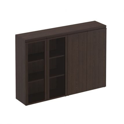 Шкаф для документов средний комбинированный (со стеклом + закрытый) МАРК МК 322 Дуб валенсия / MARK_0