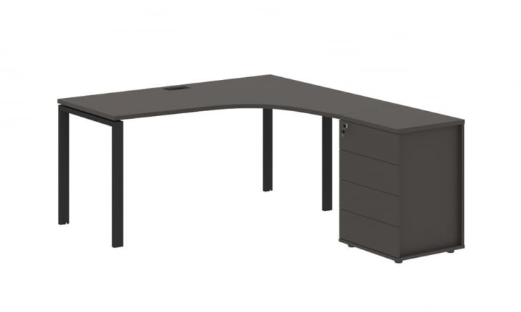 Стол эргономичный с тумбой правый ЕДИС ЕУCЕТ 1518 Р Мокко Черный / EDIS EUCET R_0