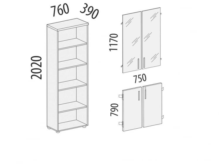 Стеллаж закрытый Альфа 64 133 Дуб Кронберг_4