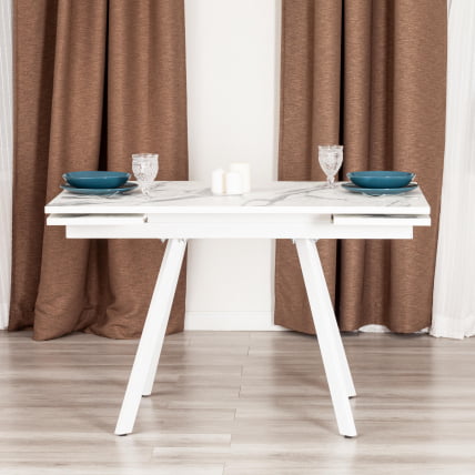 Стол ВИГО ЛДСП/ХПЛ/металл, 120 кс 80 кс 30 х 30 х 75 см, Мрамор светлый/белый / VIGO ЛДСП/HPL/металл, x x_11