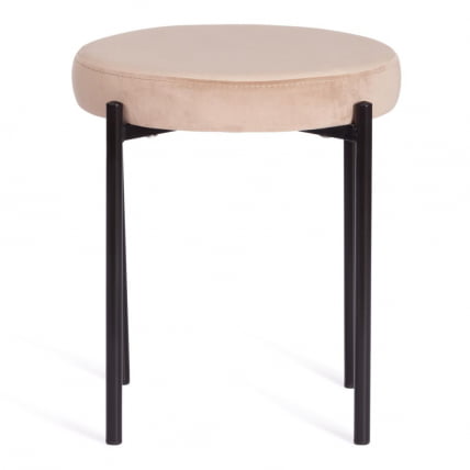 Табурет РЕВО (мод. 7034) ткань/металл, 44 х 44 х 47 см, бежевый баркхат 5/черный / REVO (mod. barkhat_1