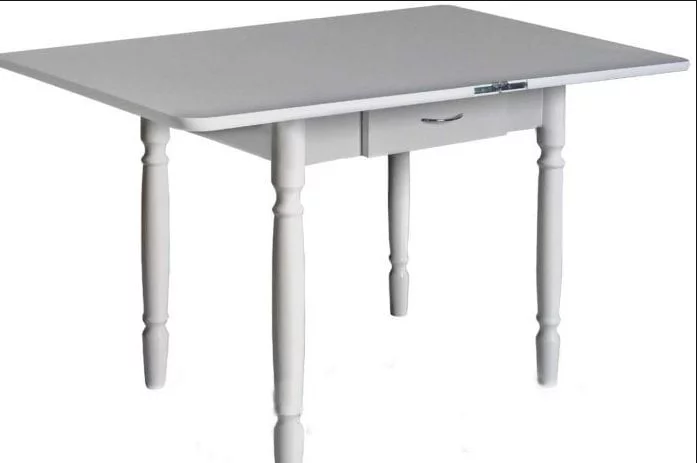 Стол обеденный Ломберный с ящ 1 кат 2935 паут.лаз. Ноги белые ЛДСП белый_1