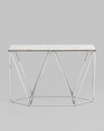 Консоль Авалон 122*41 серый мрамор сталь Серебро_4