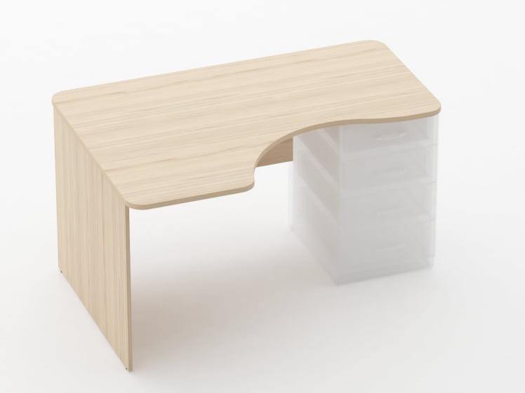 Стол угловой под встроенную тумбу Глассй 1.141.14Л Бук светлый / Glassy_0