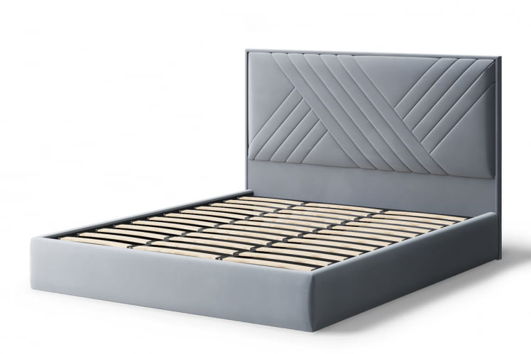 Кровать МИРА 2000*1400мм (без опор), велюр НЕО 25 (серый), (б/основания, б/матраса) / NEO_1