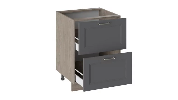 Шкаф напольный с 2-мя ящиками Одри Н2Я_72-60_2Я Дуб Сонома трюфель/Серый шелк_1