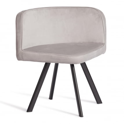 Комплект (стол, 4 стула) КУАДРОН (мод. ПТ14) Стол: МДФ/металл, стул: металл/велюр, 100х100х73 см, 69х56х71 см, Лигхт-грей(св-серый) ХЛР-14/черный / QUADRON (mod. PT14) Light-grey(св-серый) HLR-14/черный_1