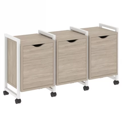 Тумба на колесных опорах наборная. Вариант №5 ЛОФТ ВР.Л-ТН-5.К Металл белый Дуб Аттик / LOFT VR.L-TN-5.K_0