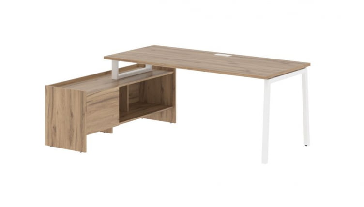 Стол с тумбой ЕДИС ЕЛCТ 19814 Дуб Денвер светлый Белый / EDIS ELCT_0