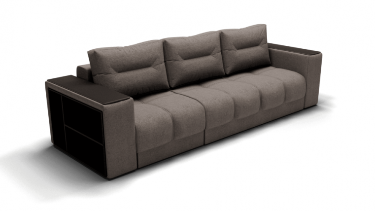 Диван Барон- 2 трансформер угловой (ЗР) Цвет фасада: Серо коричневый; Тип: Левый; Материал фасада: Металл/Велюр_0