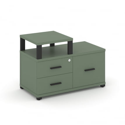 Тумба приставная сервисная с надставкой узкой CОНCЕПТ CН.ТСР-002 Б/В Кобо Черный / CONCEPT CN.TSR-002 B/W_0