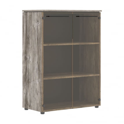 Шкаф со стеклянными дверьми МОРРИС ТРЕНД ММC 85.2 Сосна Нордик Антрацит / MORRIS TREND MMC_0