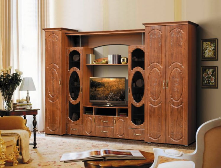 Набор мебели для гостиной Грация 8.1 МДФ глянец Итальянский орех/Кедр_0