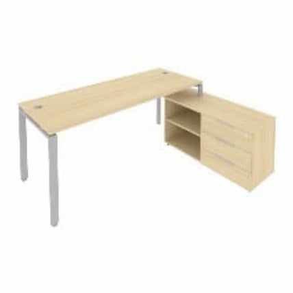 Рабочая станция на П-образном м/к с опорной тумбой правая Метал Сйстем Б.РС-СТС-2.5 Пр Акация/Серый / Metal System_0