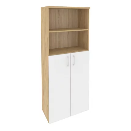 Шкаф высокий широкий (2 средних фасада ЛДСП) ОНИКС О.СТ-1.6 Тиквуд Светлый/Белый / ONIX O.ST-1.6_0