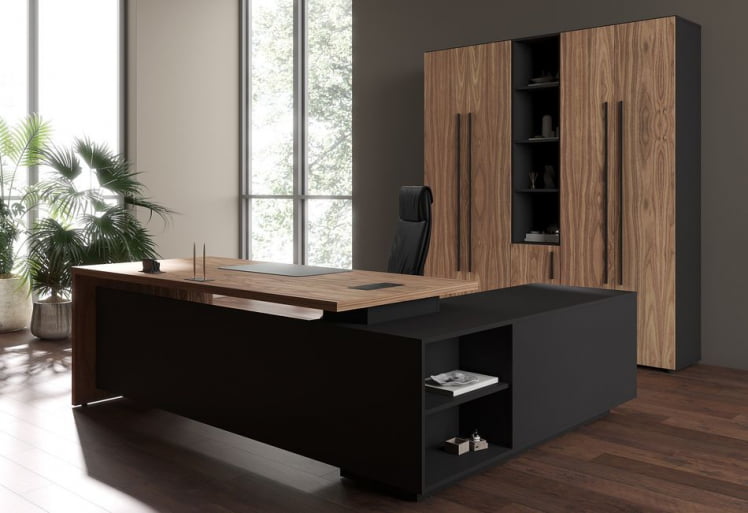 Кабинет руководителя ВЕЛИОН ВЕНЕЕР №03 Американский орех Яшма черная / VELION VENEER_0
