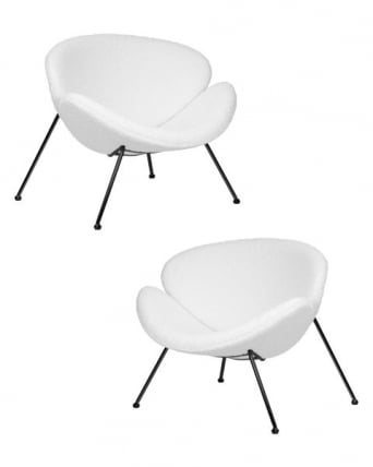 Кресло дизайнерское ДОБРИН ЕМИЛЙ (белый (букле) ткань, черное основание) 2 шт / DOBRIN EMILY_0