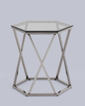 Журнальный столик Круз 48*42 стекло смоке сталь Темный хром / smoke_5