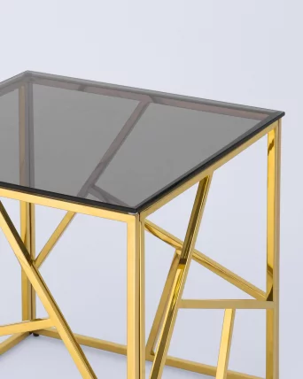 Журнальный столик АРТ ДЕКО 55кс55 Золото стекло смоке / 55x55 smoke_3