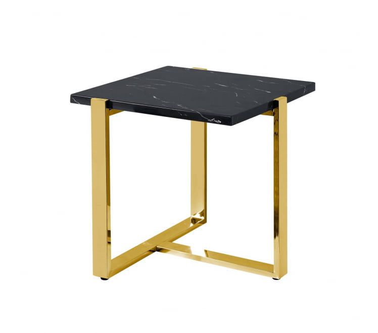 Журнальный столик Тоби 61*61 черный мрамор сталь Золото_0